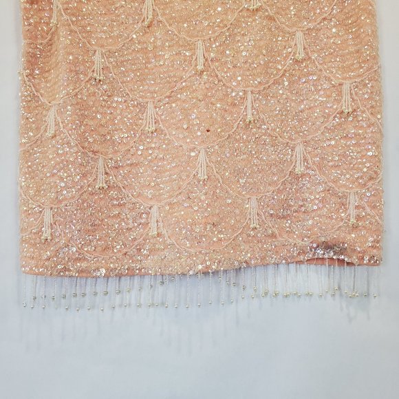Vintage / Retro Sequin Flapper Tank Top 60's Peach - Picture 3 of 11